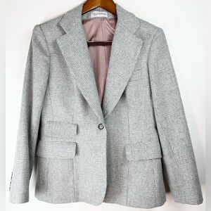 Vintage 80’s Evan Picone Houndstooth Wool Blazer Size 8